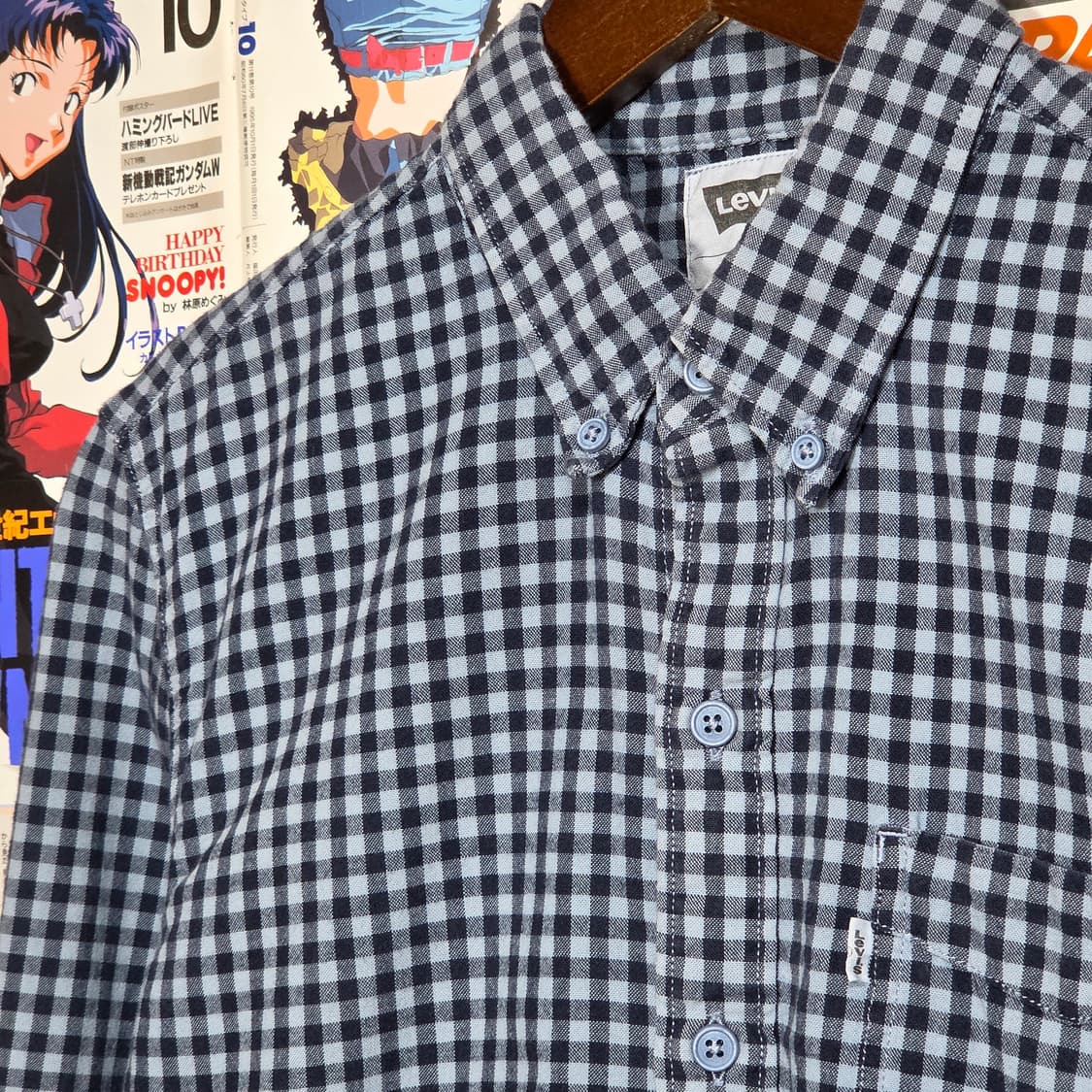 리바이스 깅엄 체크 블루 셔츠 상품이미지3