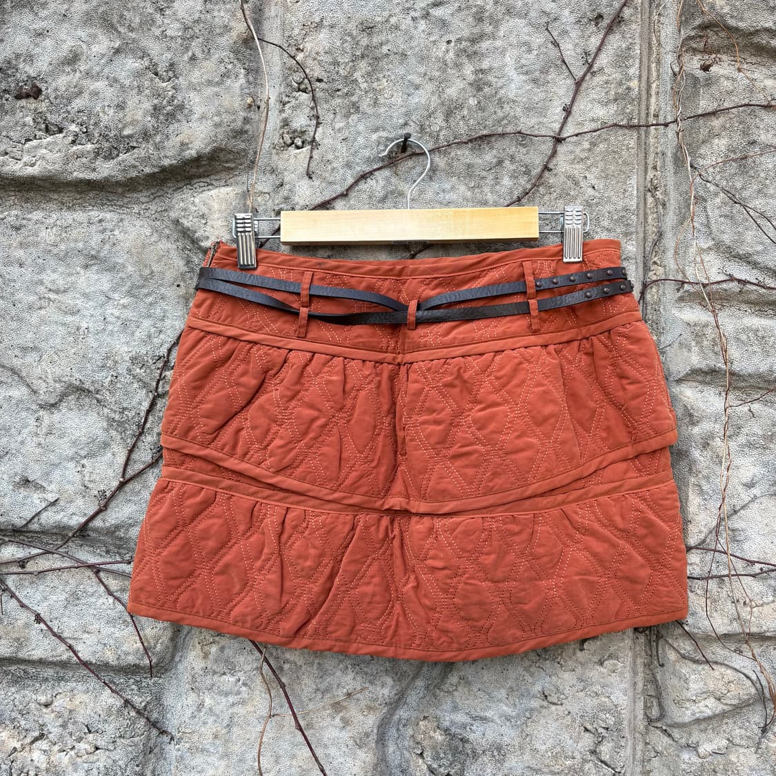 질스튜어트 프릴 벨트 모리 히피 퀄팅 웨스턴 보헤미아 여성 빈티지 치마 상품이미지2