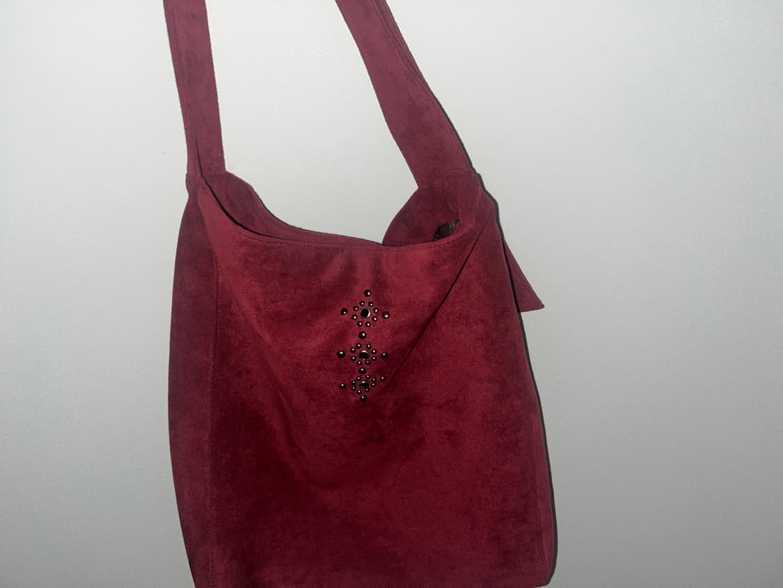 Burgundy suede shoulder bag 상품이미지3