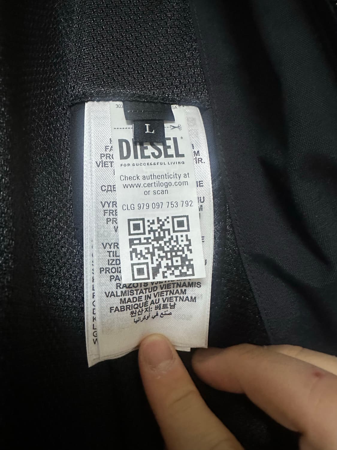 (L) 디젤 J-하이브스 콘트라스트 파이핑 윈드브레이커 블랙 상품이미지3