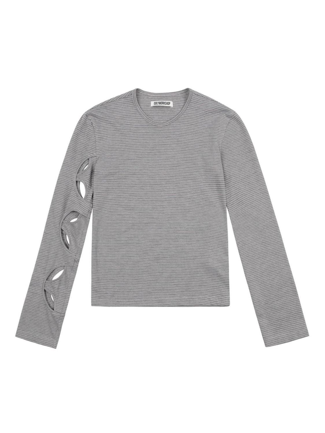 Pink & Khaki Stripe Long Sleeve Cutout T 상품이미지1