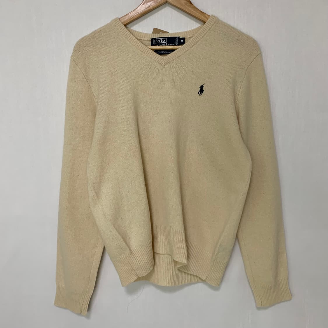 폴로랄프로렌 브이넥 램스울 니트 아이보리 M 남녀공용 상품이미지2