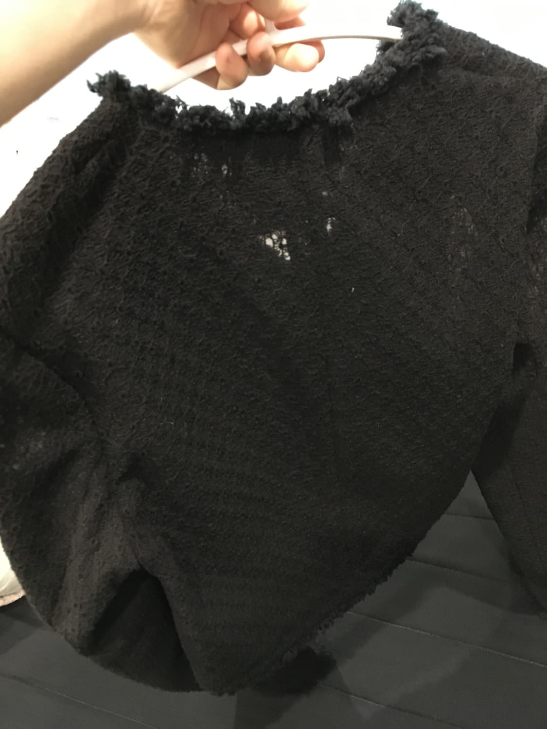 므넴 sheer tweed jacket (black) 상품이미지5