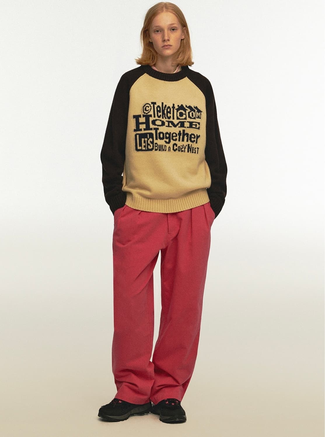 (L) 테켓 투게더 스웨터 니트 베이지 상품이미지5