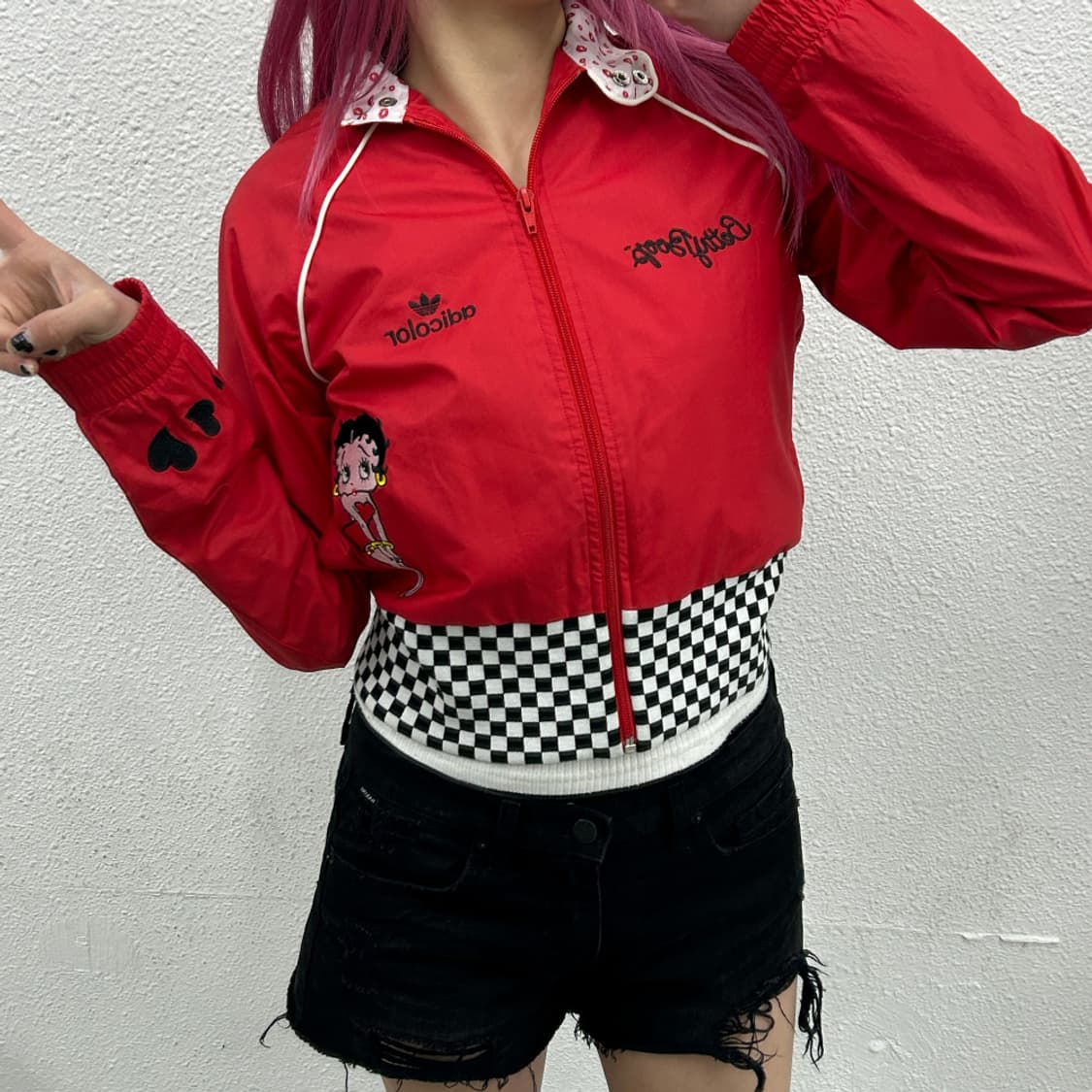 아디다스 X 베티붑 체커보드 레드 자켓 90 상품이미지1