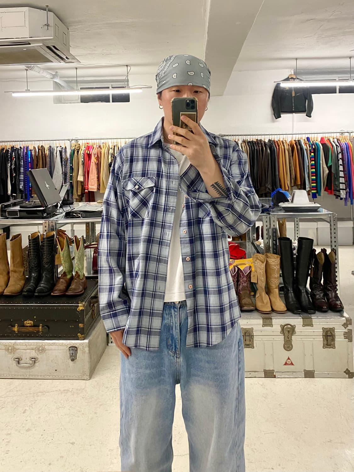 80s LEVI'S ombre shirt 80년대 리바이스 옴브레 체크 상품이미지1