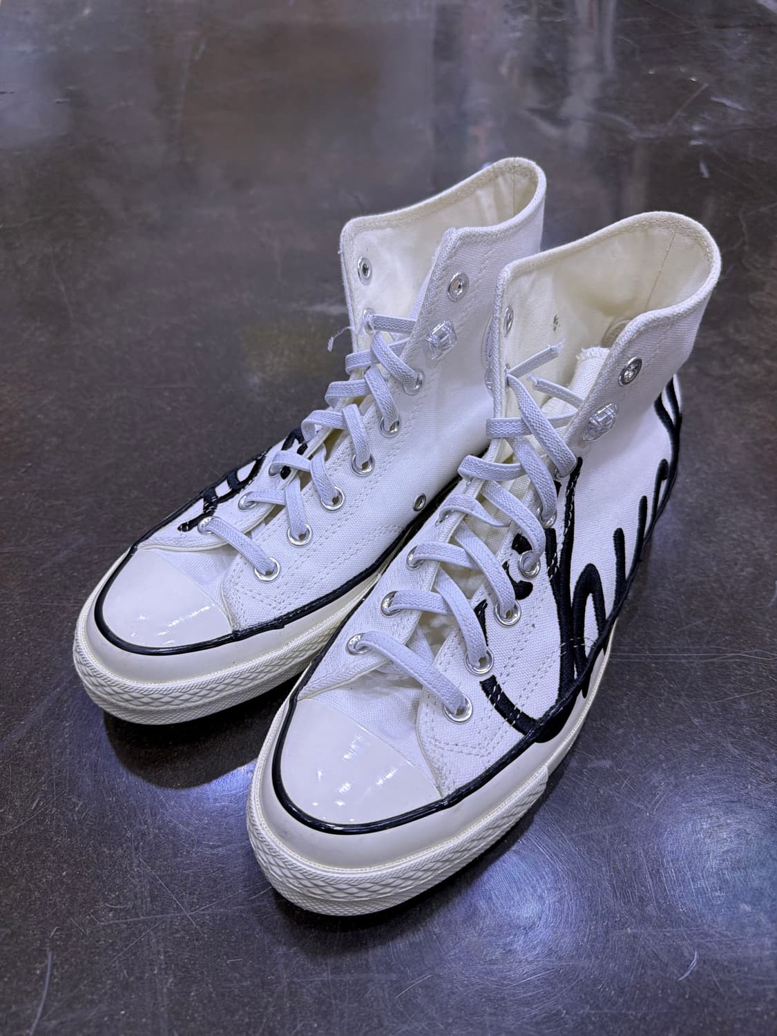 컨버스 척테일러 70 하이 자수 레터링 화이트 블랙 260 상품이미지1