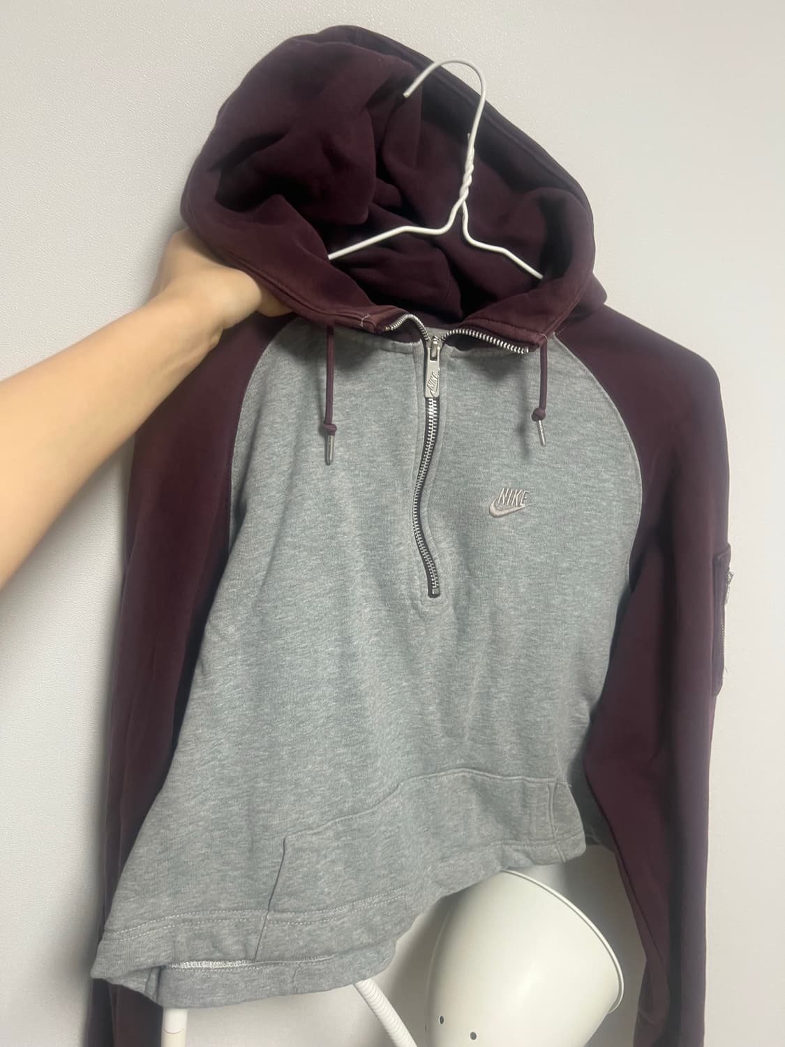 빈티지 나이키 나그랑 크롭 후드 반집업  버건디 상품이미지1