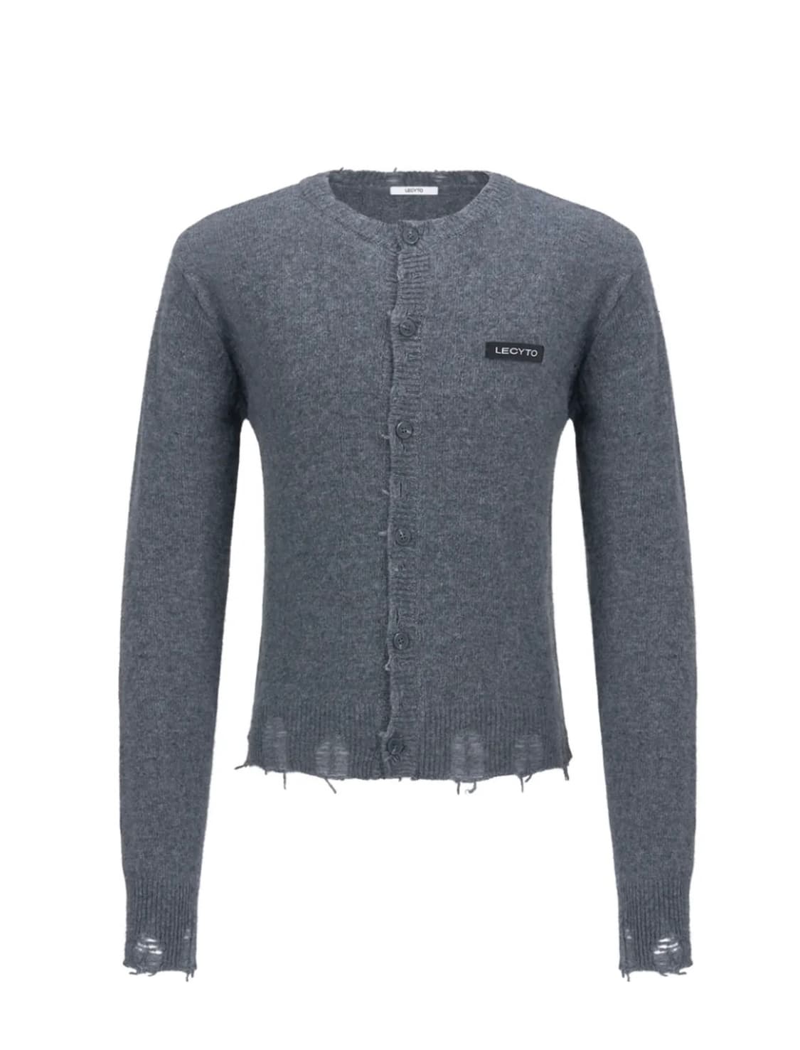 LECYTO Destroyed Round Wool Cardigan 상품이미지1