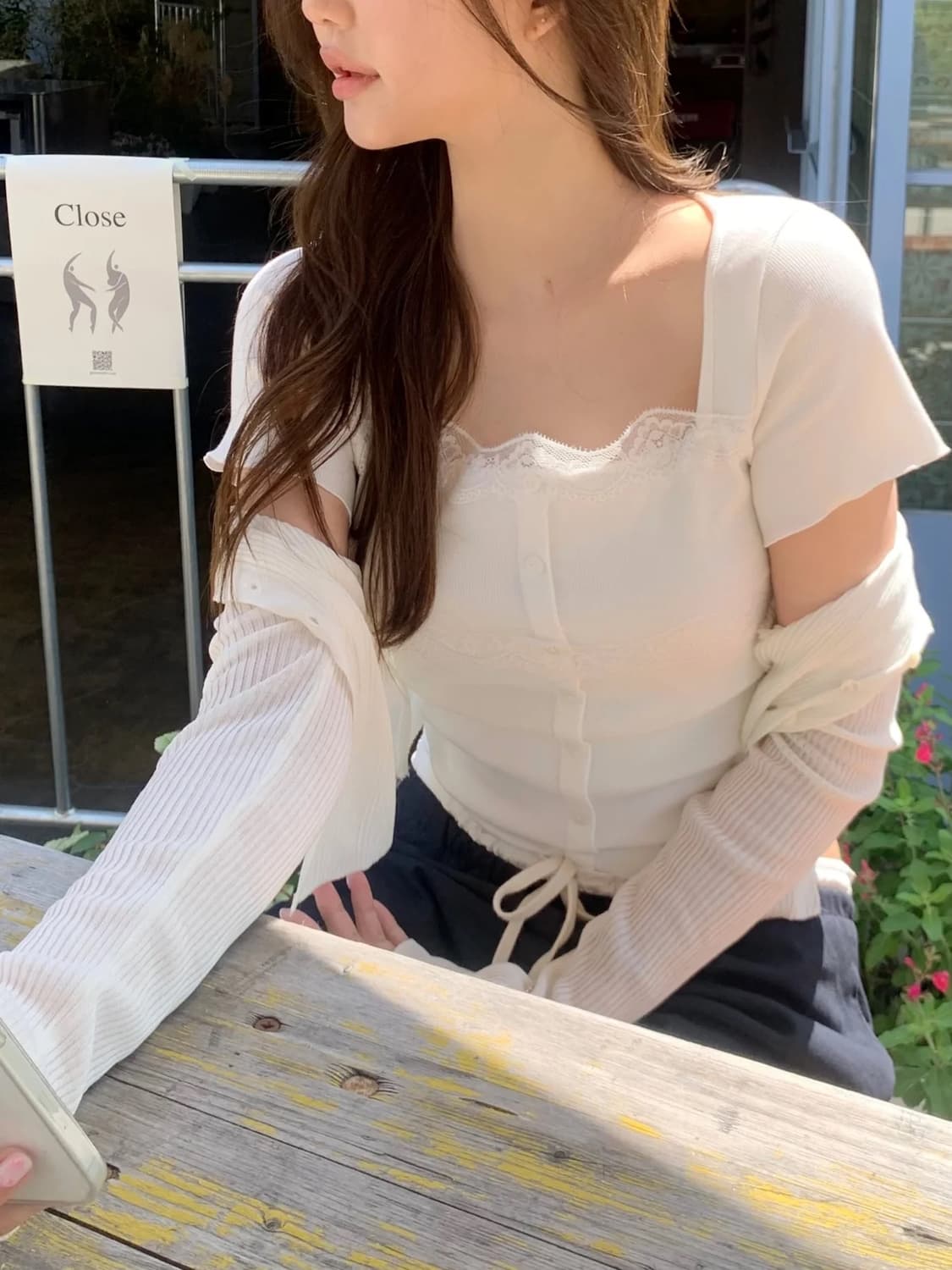 [새상품] 제니오 벨 레이스 가디건 하프 아이보리 상품이미지2