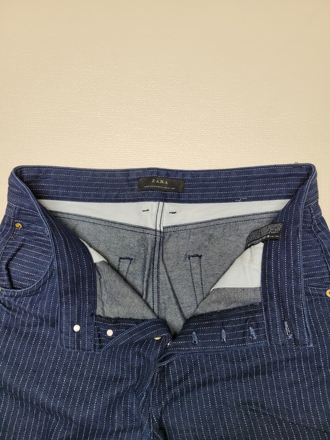 자라 ZARA 남자 스트라이프 청 반바지 34 인디고 상품이미지5