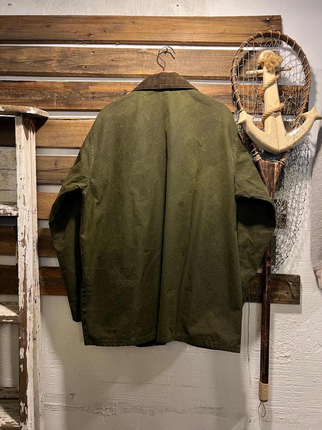 [L]90's Made in England 체크라이닝 올리브그린 왁스자켓 상품이미지8