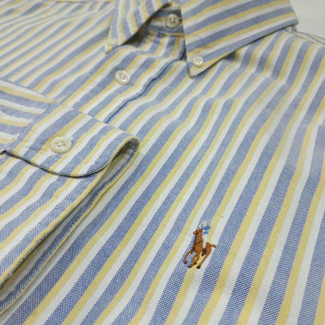 CL617 XL 폴로 90s 프레피 스트라이프 버튼다운 블루 셔츠 남방 상품이미지4