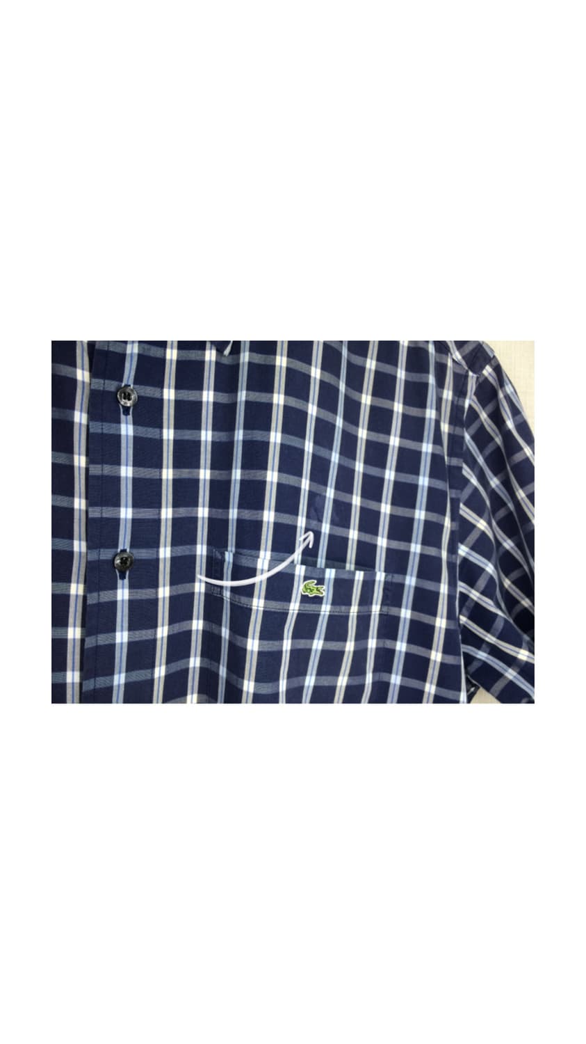 라코스테 네이비 체크 반팔 셔츠 상품이미지3