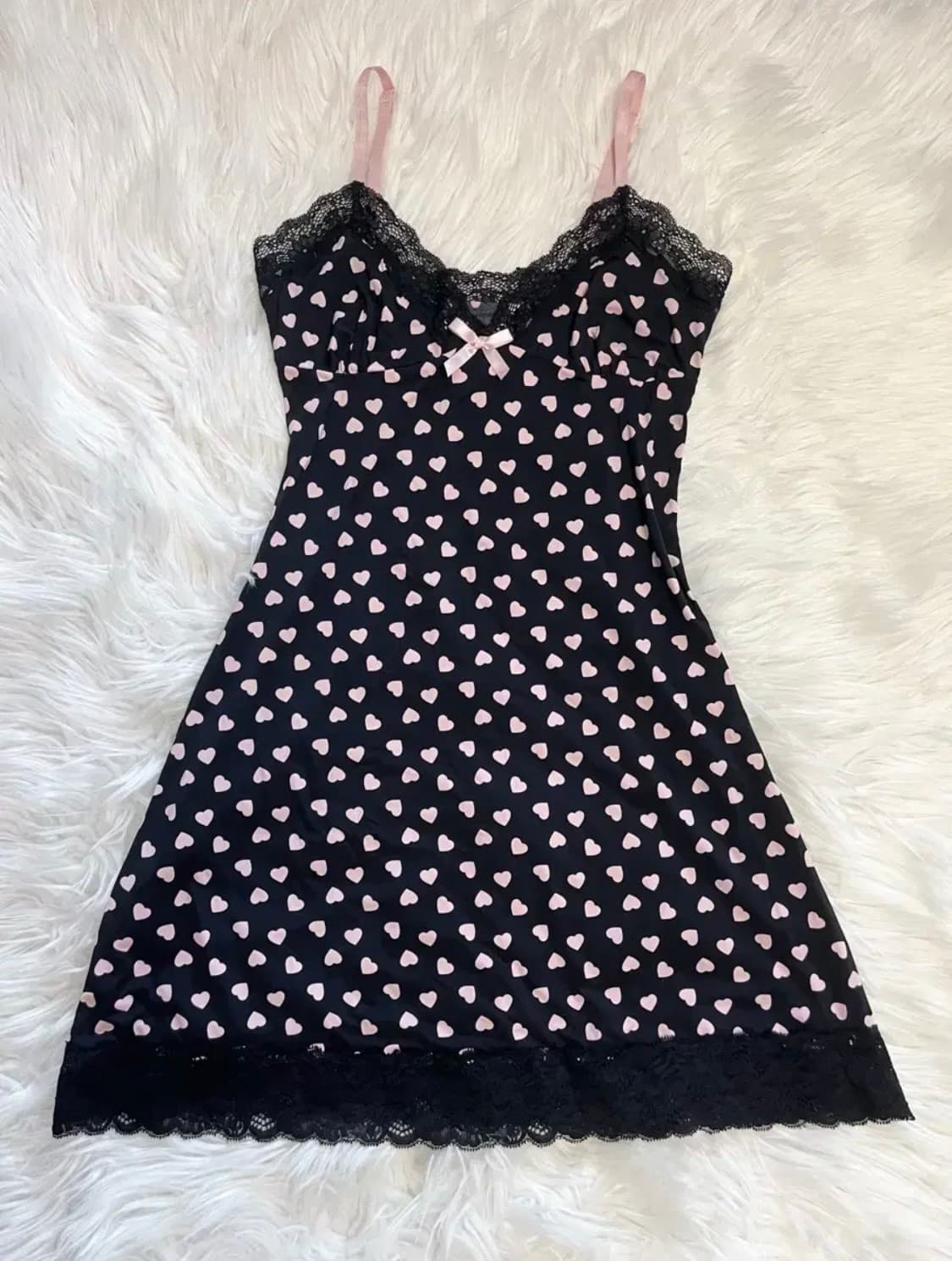 빈티지 하트 슬립 원피스 갸루 상품이미지2