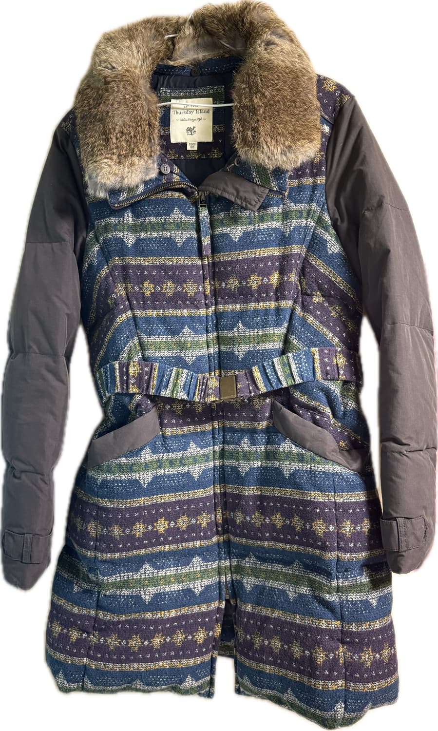 Thursday Island 덕다운 롱패딩 (카라: 토끼털) 상품이미지1