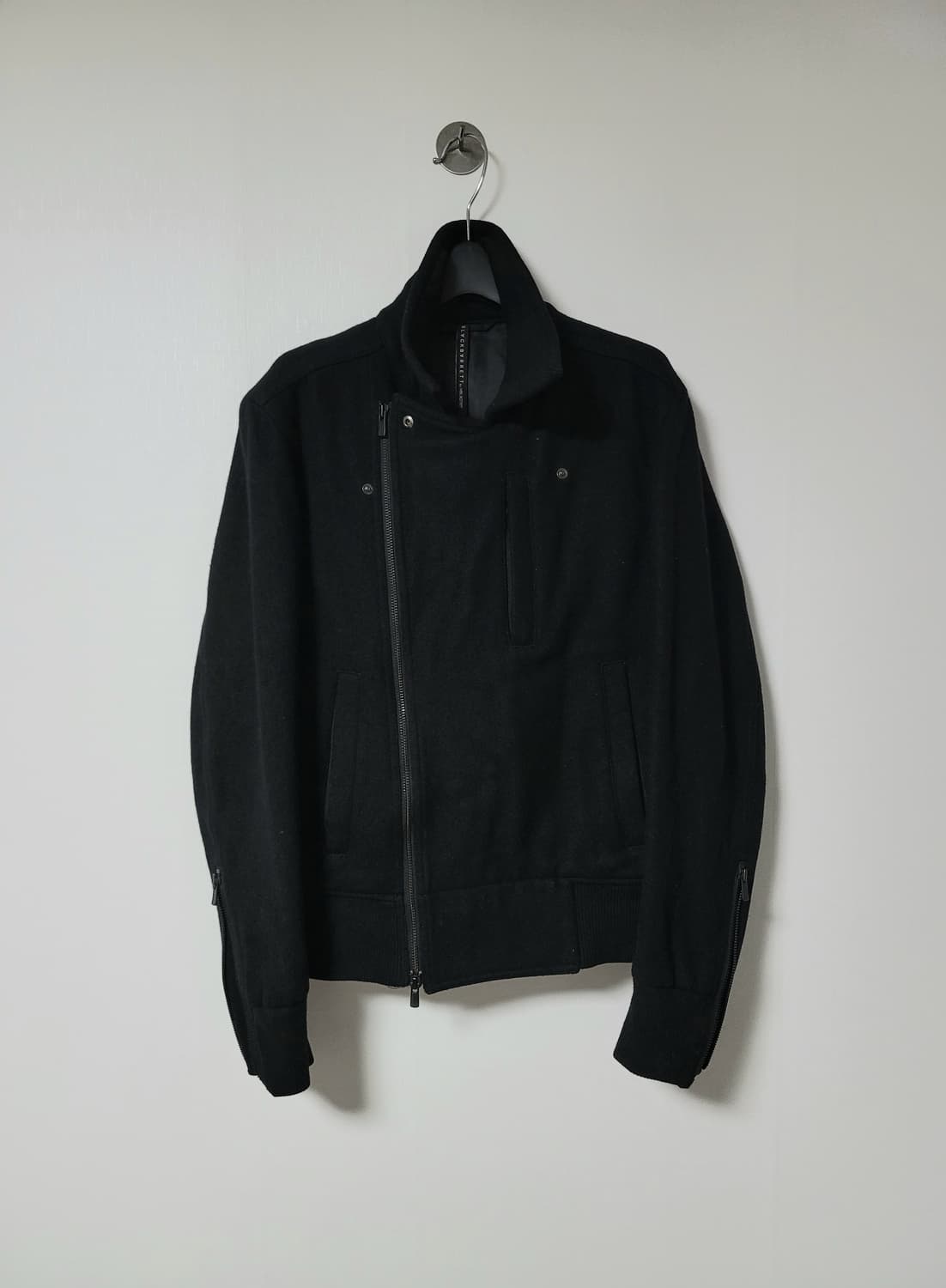 Black barrett 비대칭 라이더 바이커 코트 상품이미지2