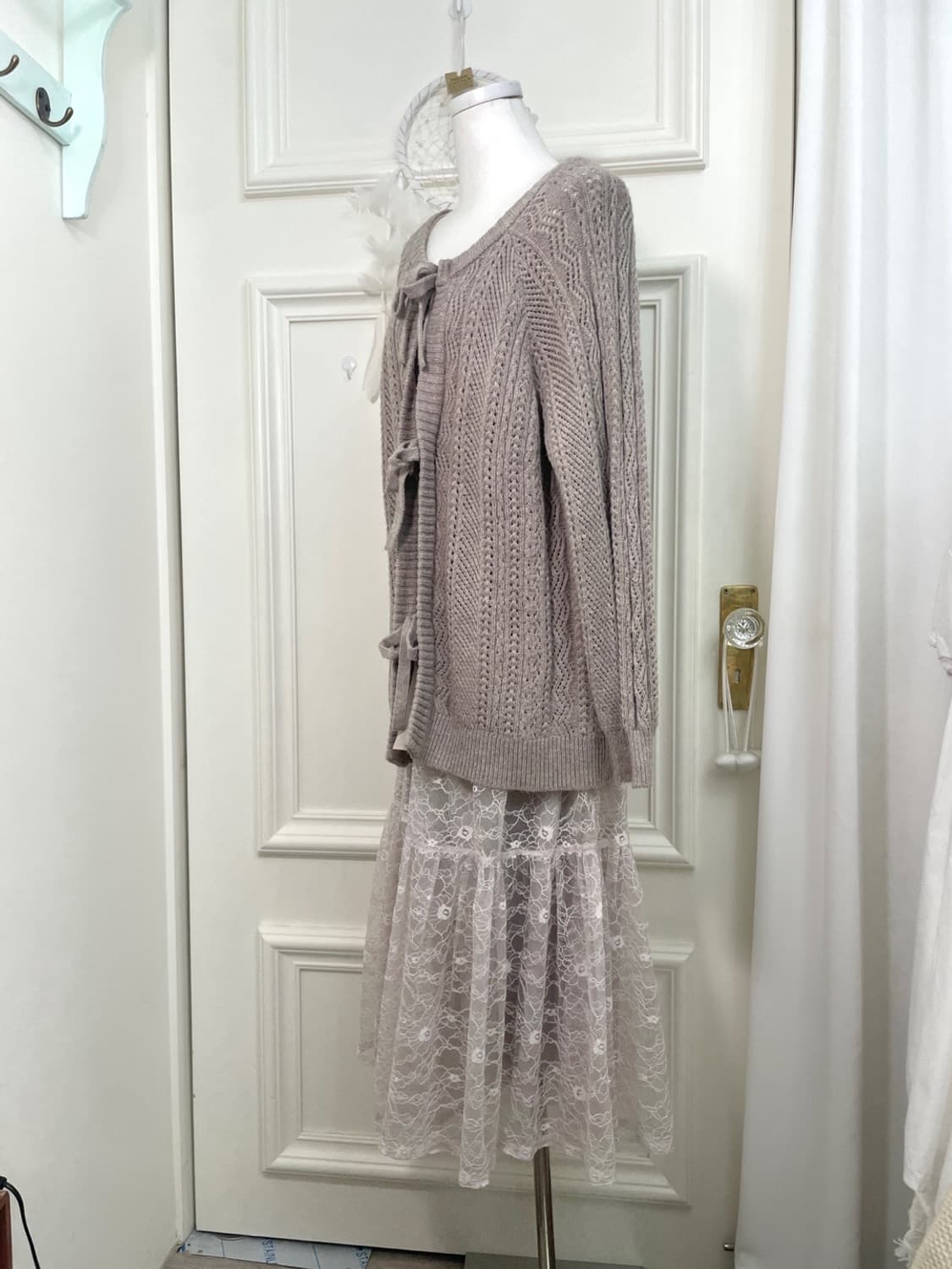 SM2 lavender gray bow point cardigan 상품이미지3