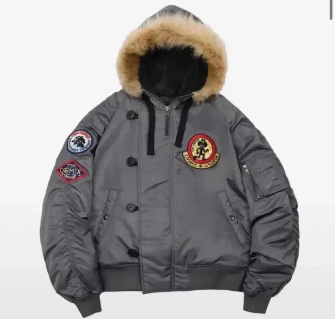 팀코믹스 MA-1 차콜 S후디드 패치덱 항공점퍼 상품이미지1