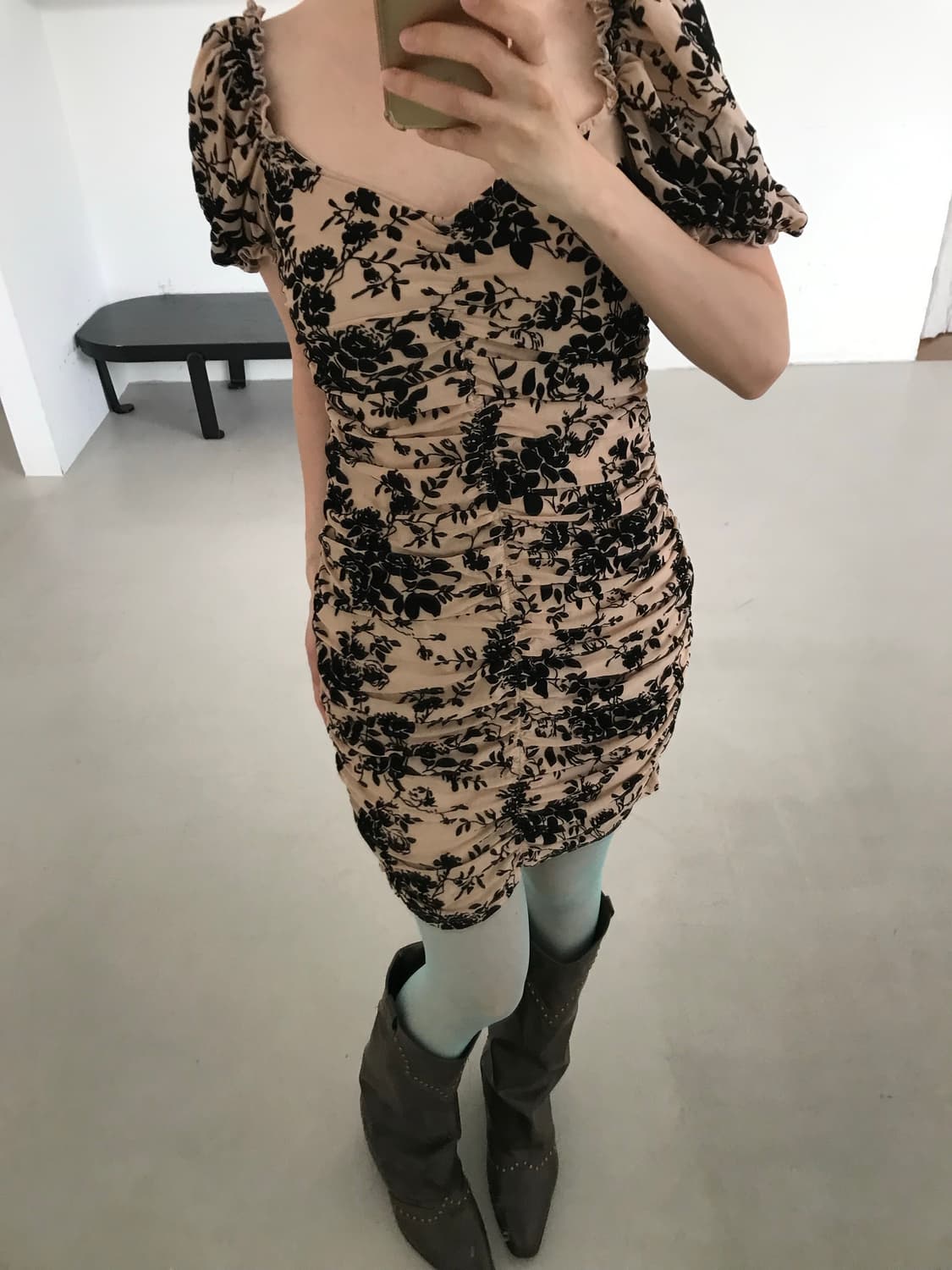 vintage pattern shirring one-piece 상품이미지8