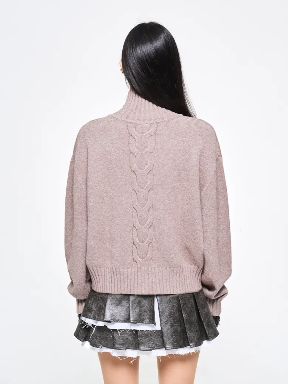 LEEY YEEL CABLE KNIT METAL LOGO ZIP-UP 상품이미지2