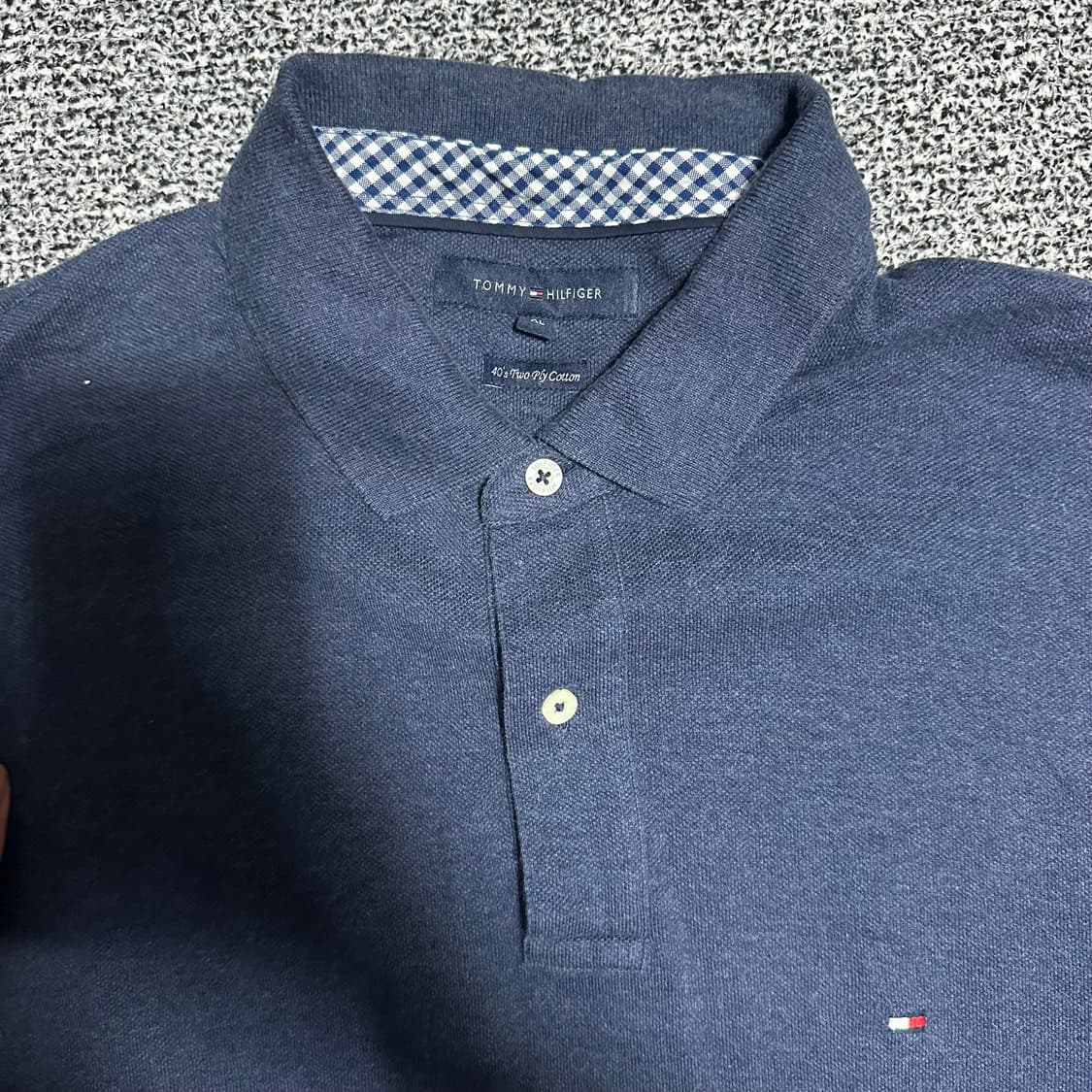 (XL) 타미힐피거 네이비 긴팔 폴로티 상품이미지2