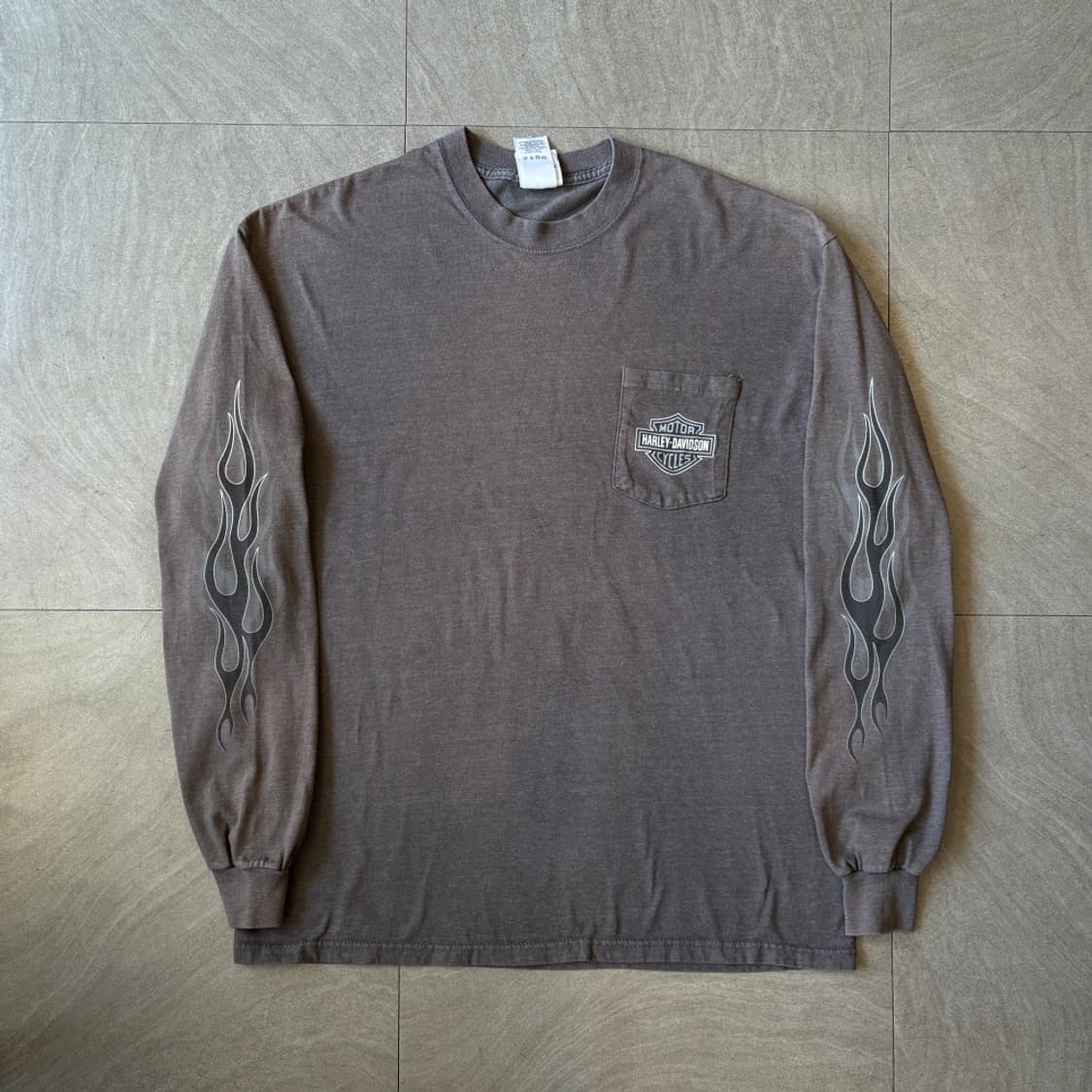 할리데이비슨 미국 생산 다크 그레이 플레임 긴팔 티셔츠 상품이미지1
