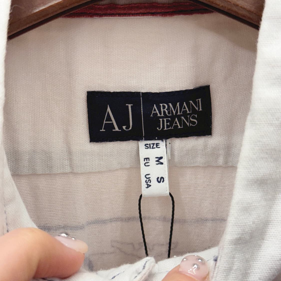 아르마니 진스 AJ반팔 셔츠 워싱 코튼 포켓 로고 프린팅 아이보리 상품이미지8