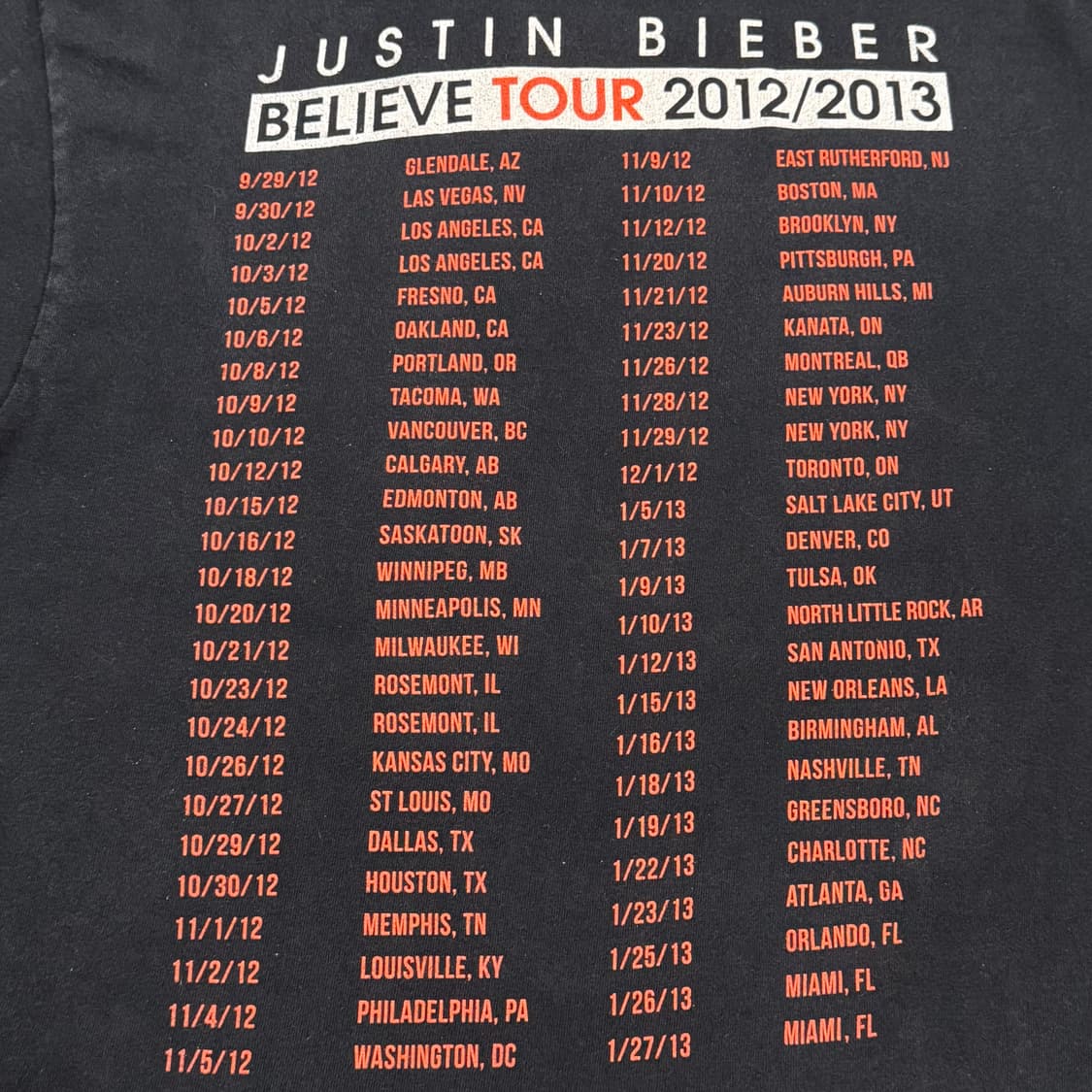 빈티지 10s 저스틴비버 Believe Tour 티셔츠 상품이미지5