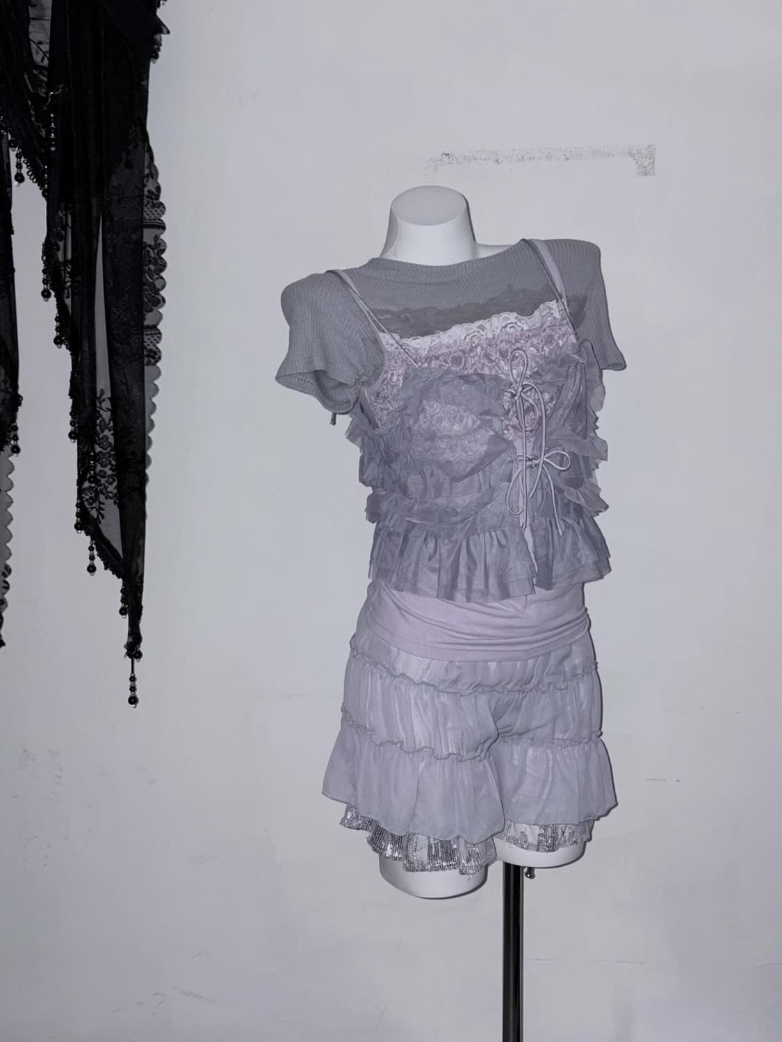 퍼플&그레이 몽환적인 페어리 코디세트 (프릴 레이스 뮤트 공겜여주) 상품이미지4