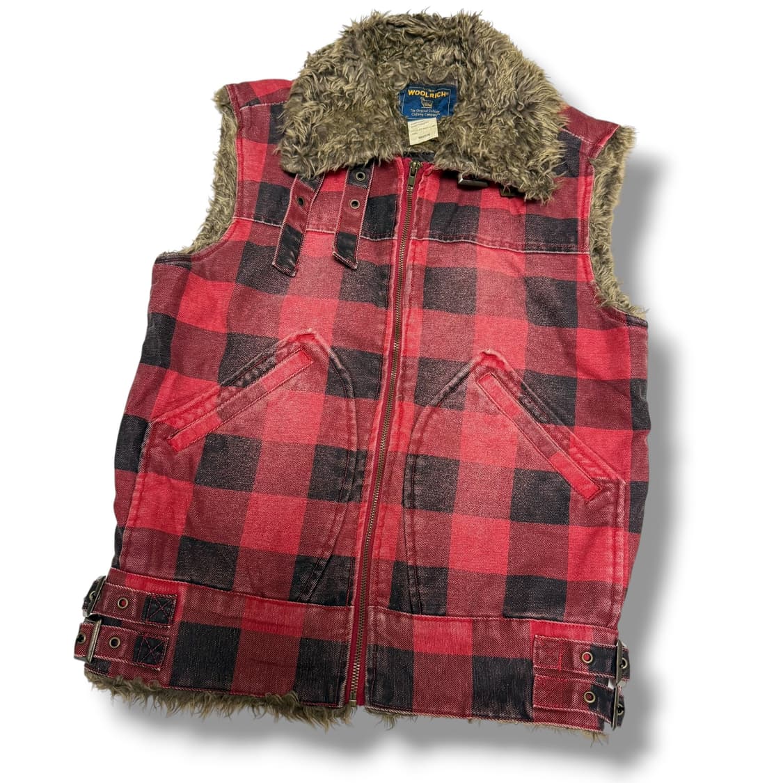 울리치 카라퍼 울프죠 코튼 레드체크 벨티드 베스트 상품이미지3