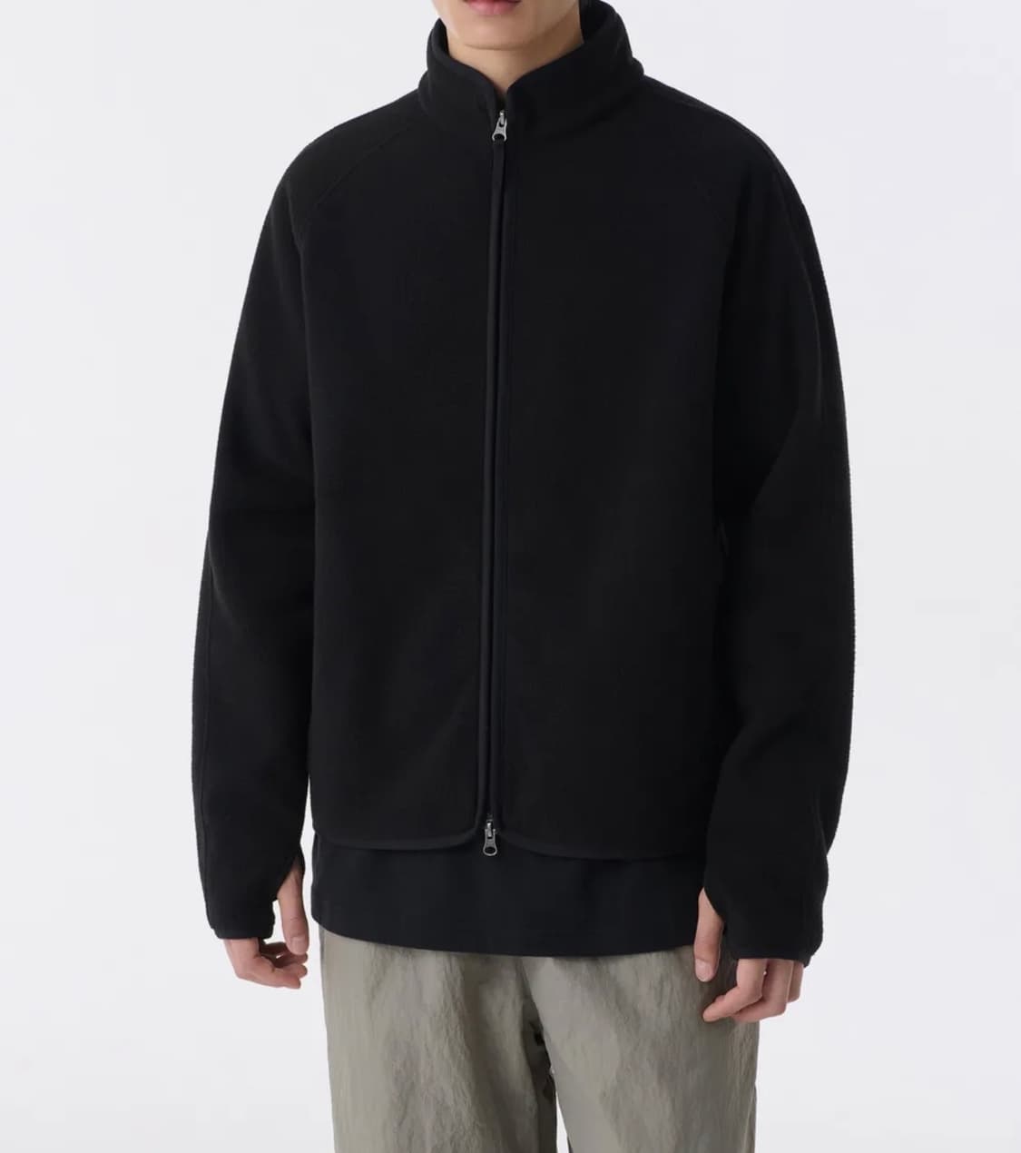 [XXL] 무신사스탠다드 폴라 플리스 래글런 하이넥 재킷 [블랙] 상품이미지1