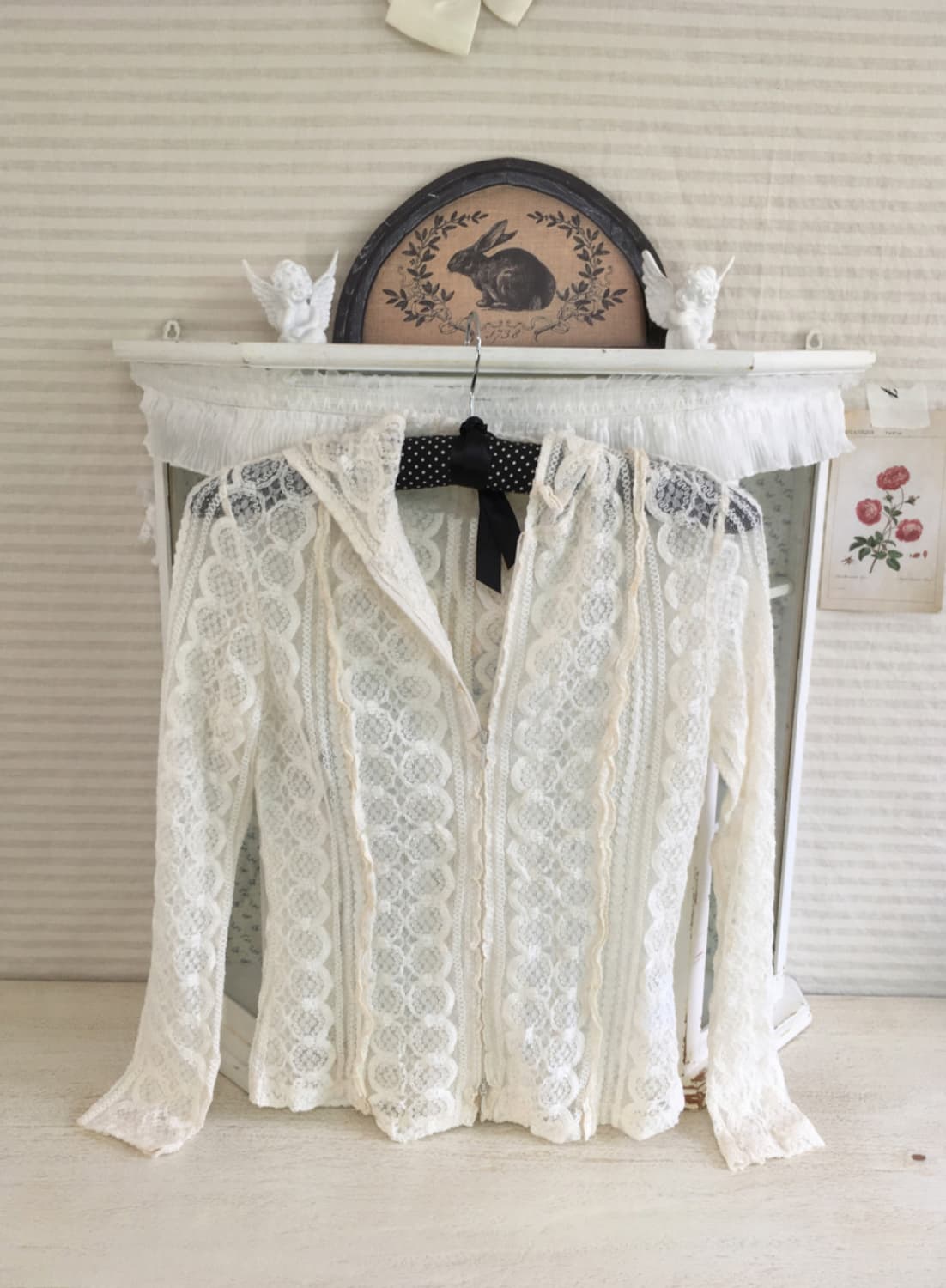 jpn vintage lace sheer hood zip-up 상품이미지1