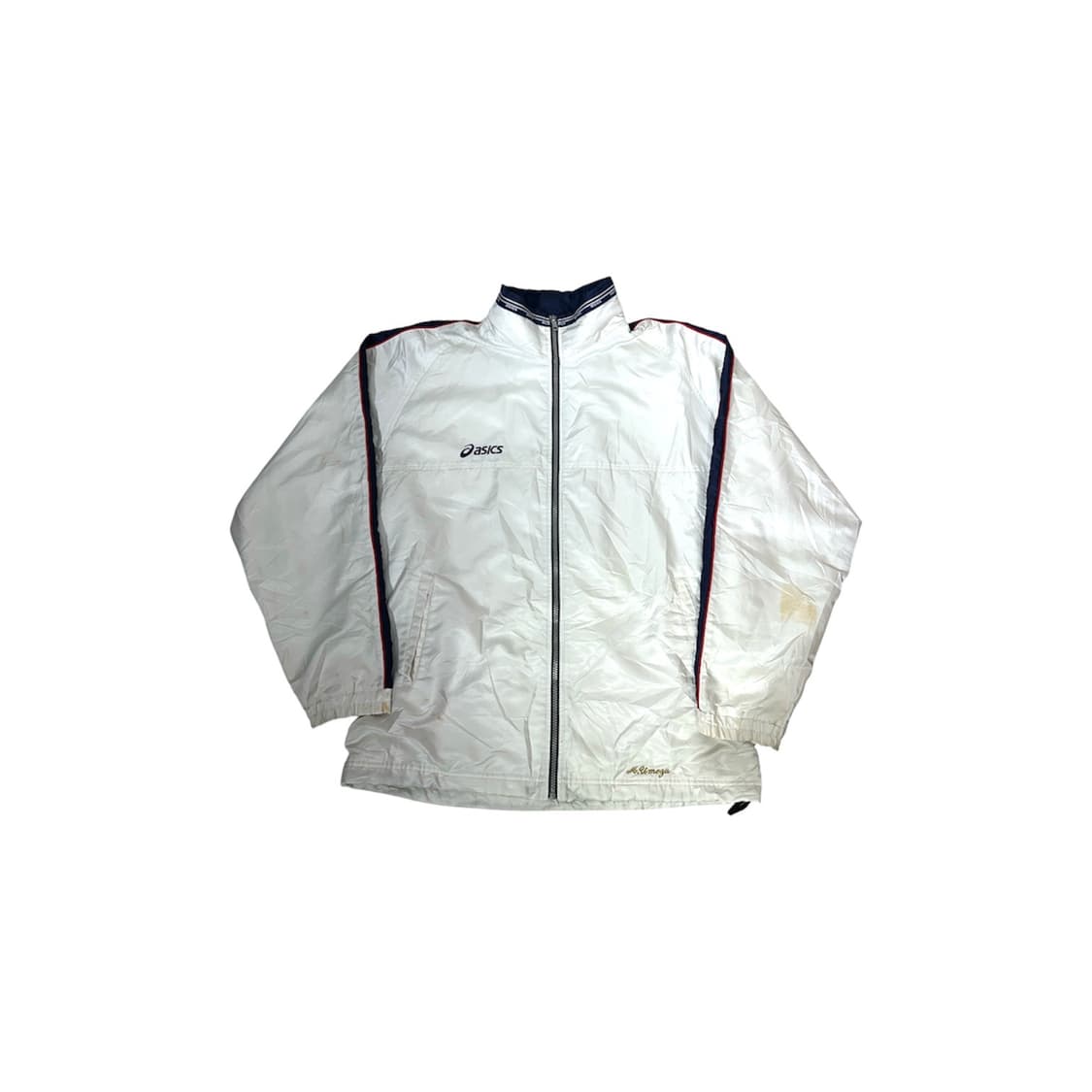 아식스 화이트 블랙 사이드 라인 바람막이 자켓 L 상품이미지5