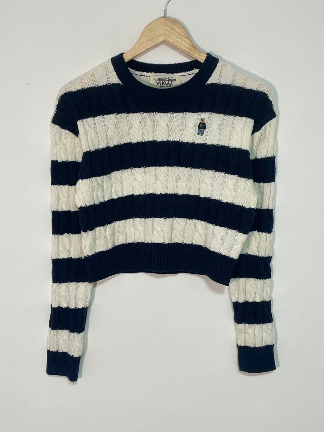 후아유 꽈배기 스트라이프 니트 상품이미지4