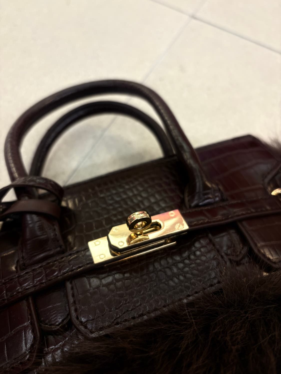 브라운 퍼 숄더백 상품이미지2