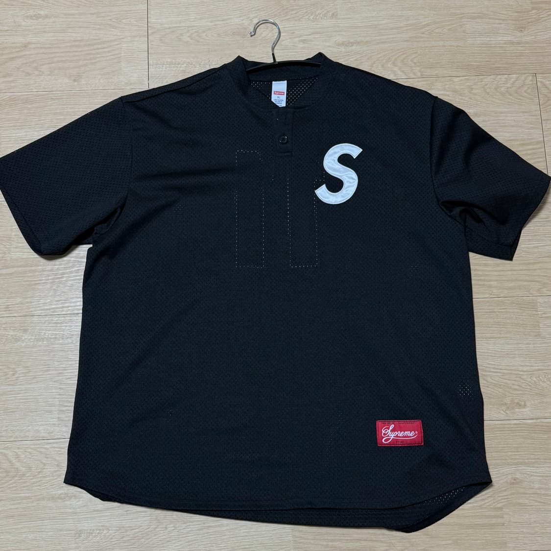 24FW 슈프림 S 로고 베이스볼 헨리 블랙 XL 상품이미지2