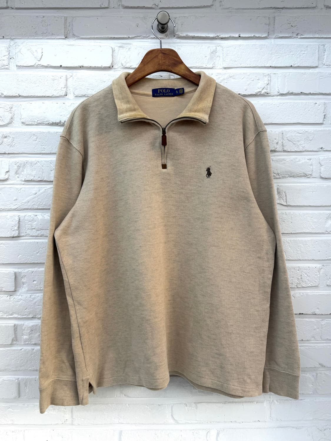 폴로 베이지 반집업 니트 상품이미지3