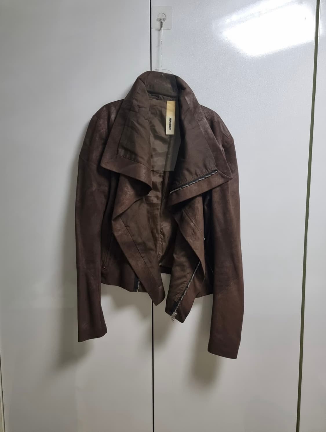 다크브라운 스웨이드 그런지 하이넥 자켓 릭오웬스 느낌 상품이미지2