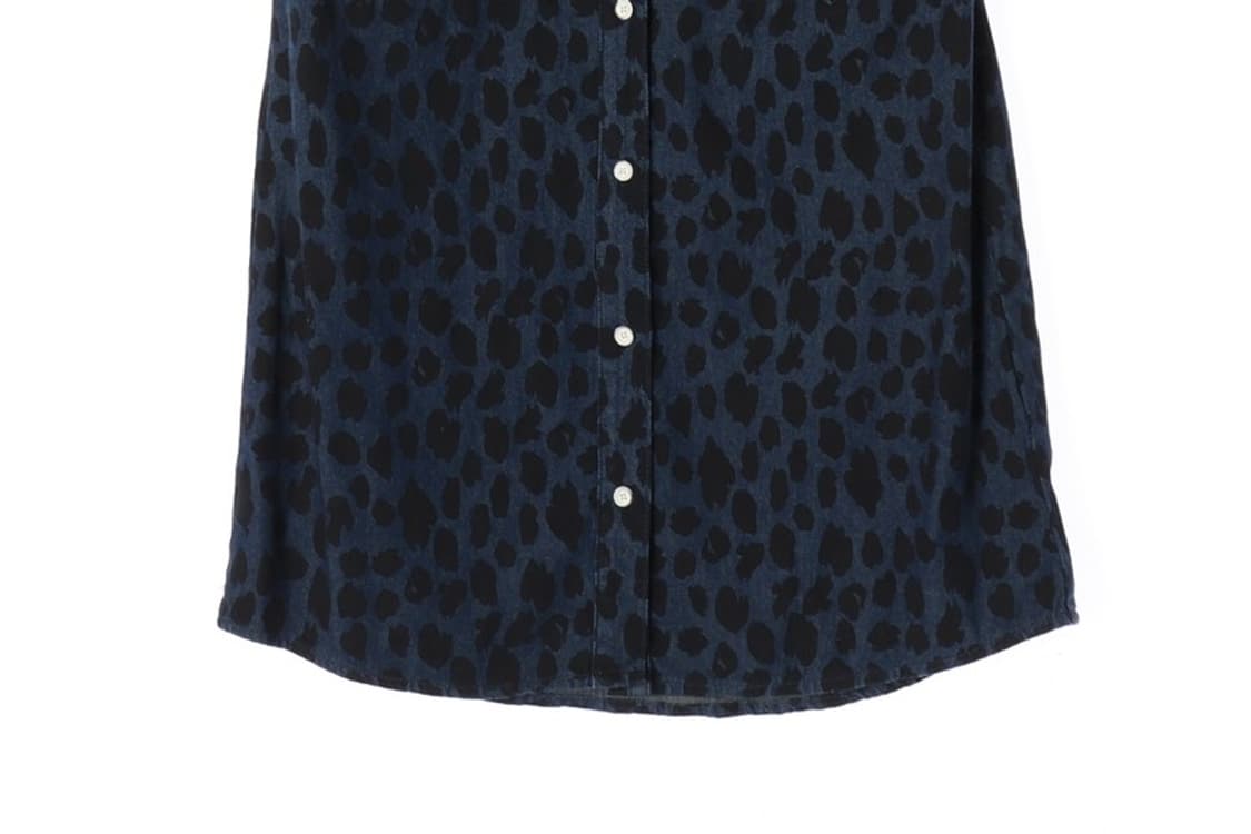 톰보이 레오파드 패턴 데님 셔츠 원피스 상품이미지5