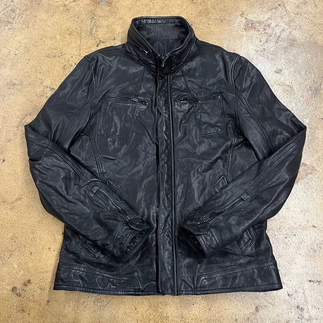 [정품/105] SIGE 블랙 레더 자켓 라이더 스타일 b16 상품이미지2