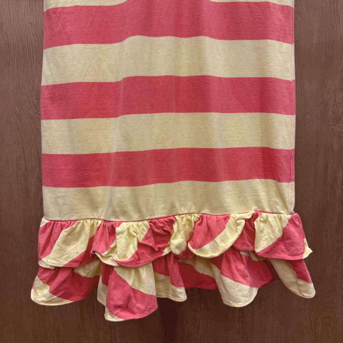 랄프로렌 스트라이프 카라 프릴 미니 원피스 슬림핏 옐로우 핑크 상품이미지5