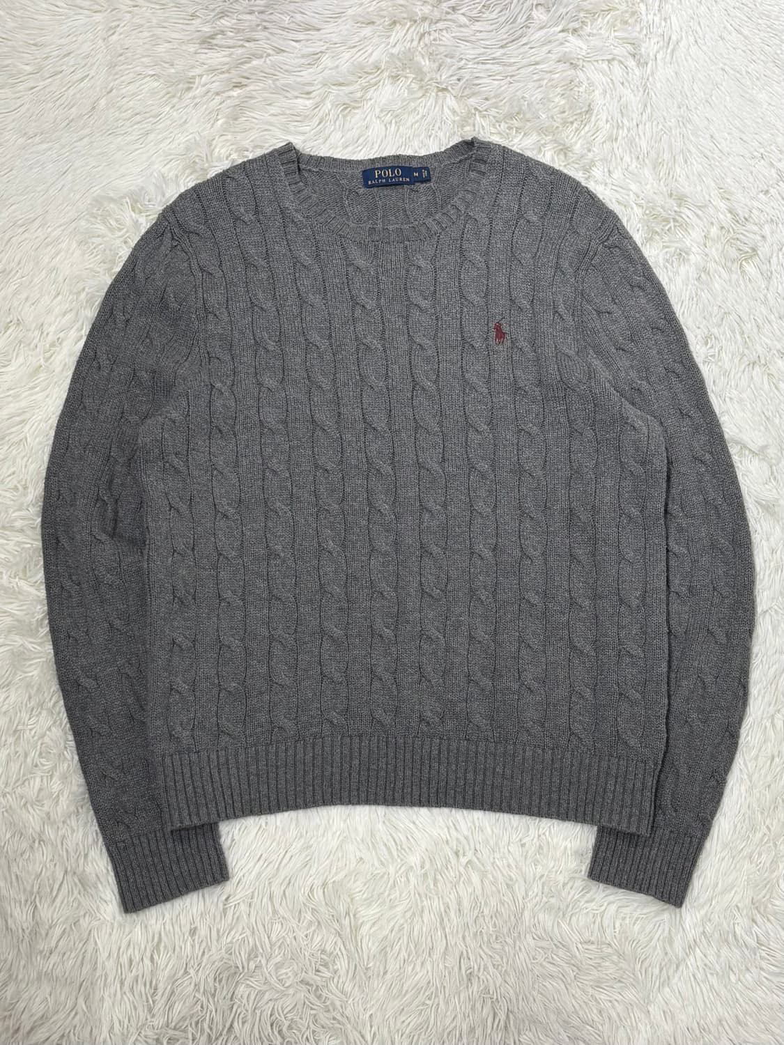 폴로랄프로렌 버건디포니 그레이 케이블 니트 상품이미지3