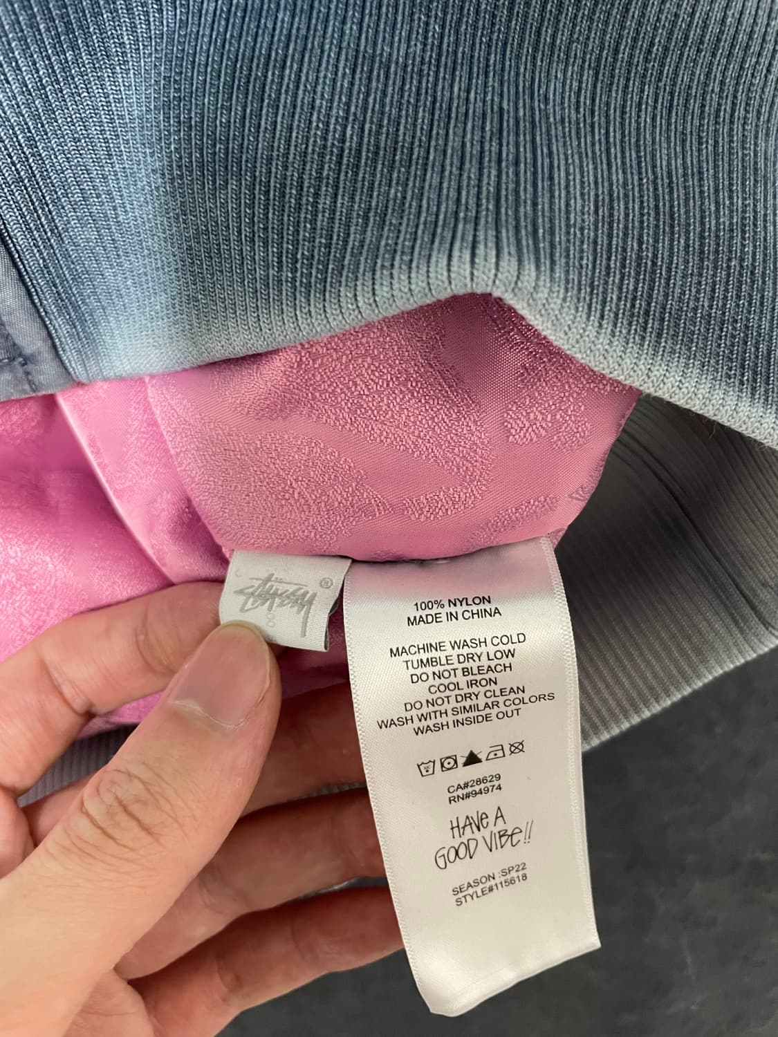 스투시 다이드 나일론 봄버 네이비 L 상품이미지5