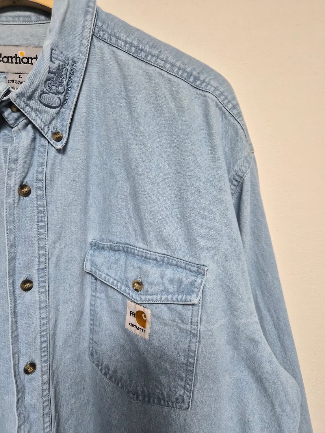 칼하트Carhartt 카라 자수 데님 셔츠 L - S260 상품이미지3