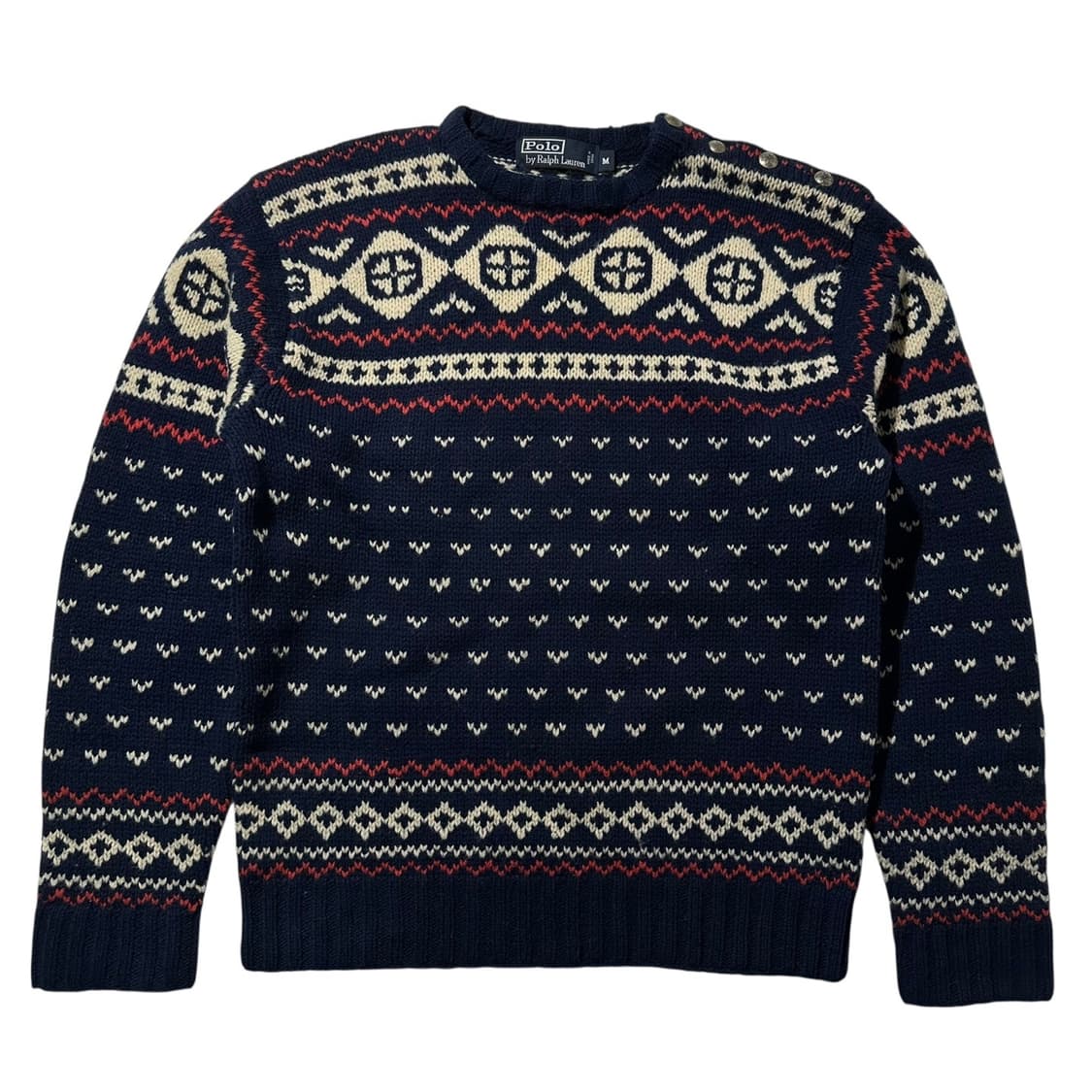 폴로 랄프로렌 노르딕 패턴 숄더 버튼 울 핸드 니트 상품이미지1