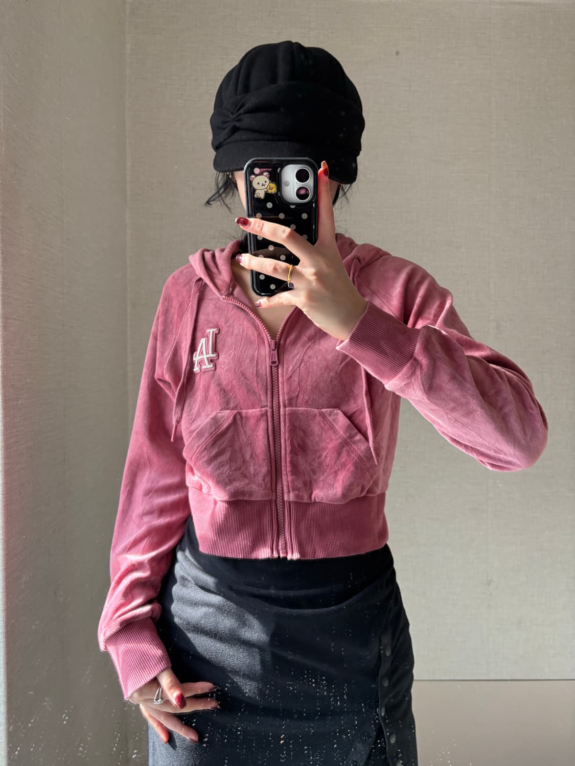 MLB 핑크 벨벳 후드집업 상품이미지4