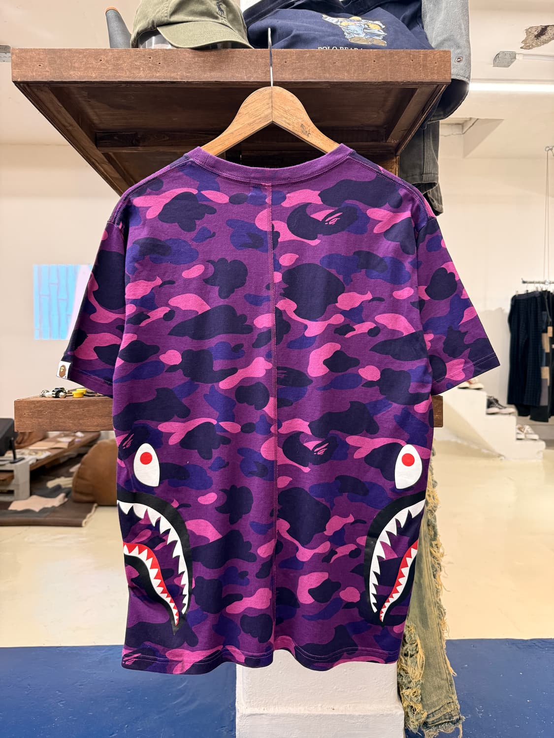 BAPE 베이프 퍼플카모 샤크 반팔티 상품이미지4