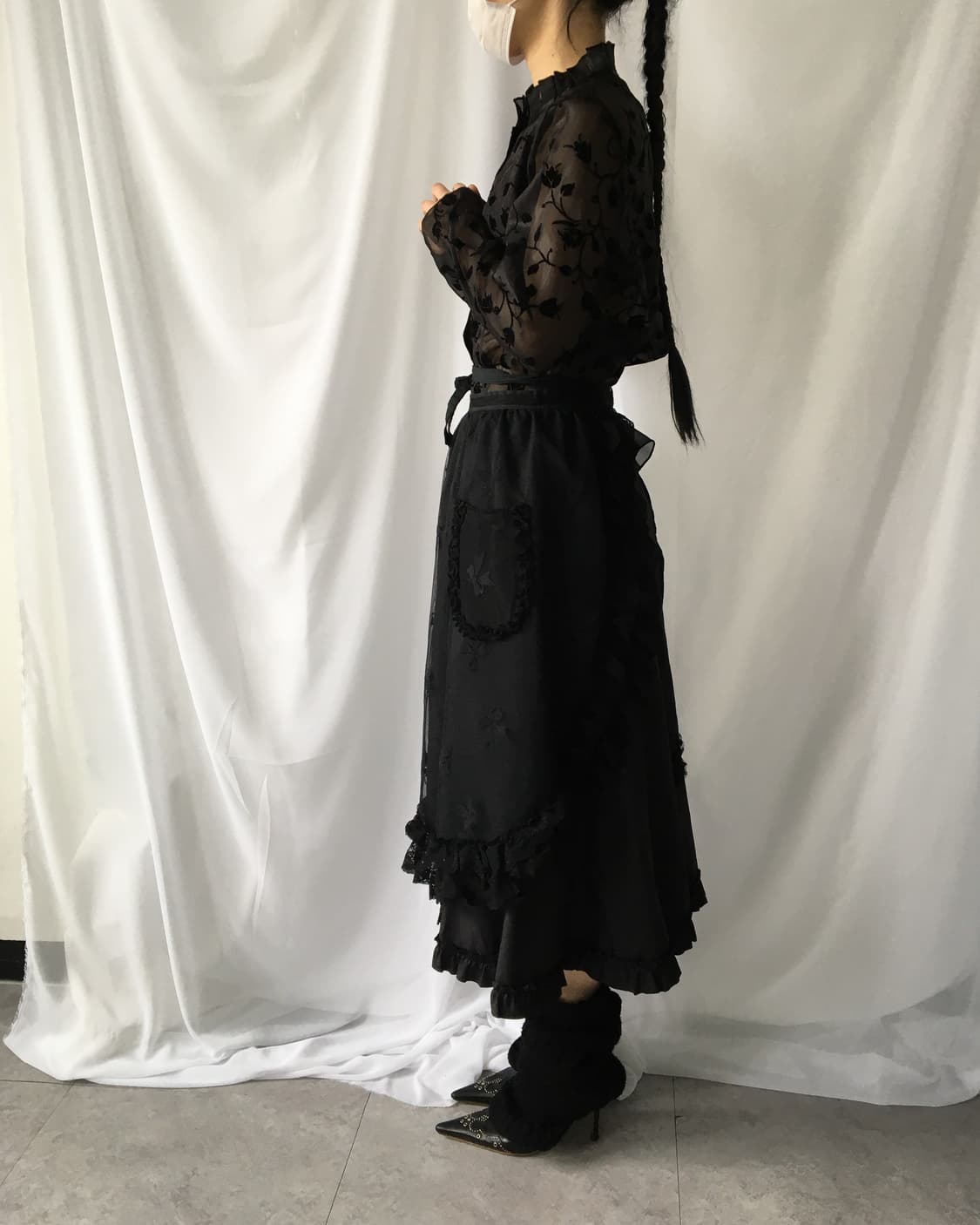 ribbon pattern lace trimming apron 상품이미지8