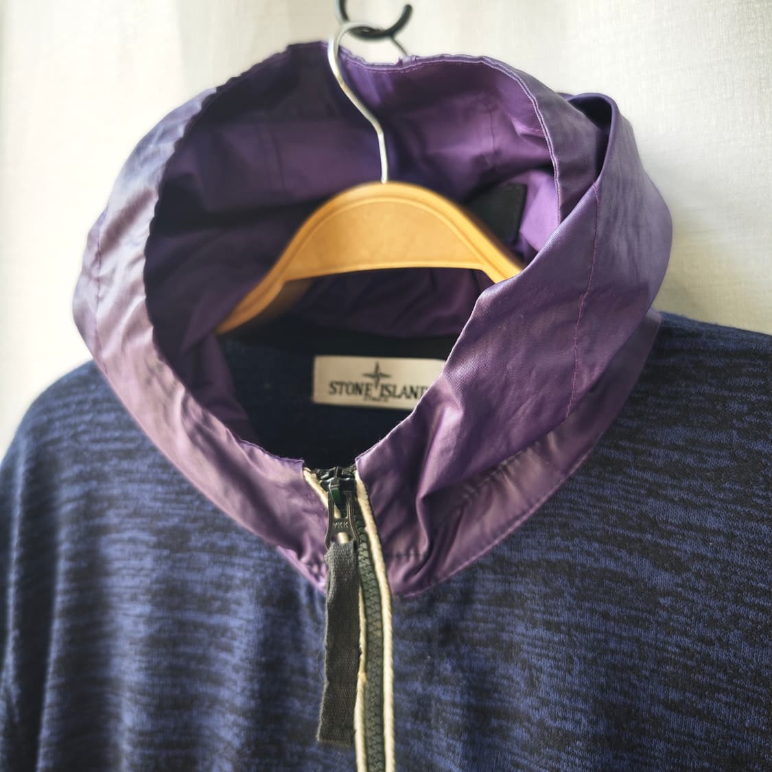 스톤아일랜드 코팅 후디 와펜 니트 후드 집업 네이비 퍼플 L 상품이미지4